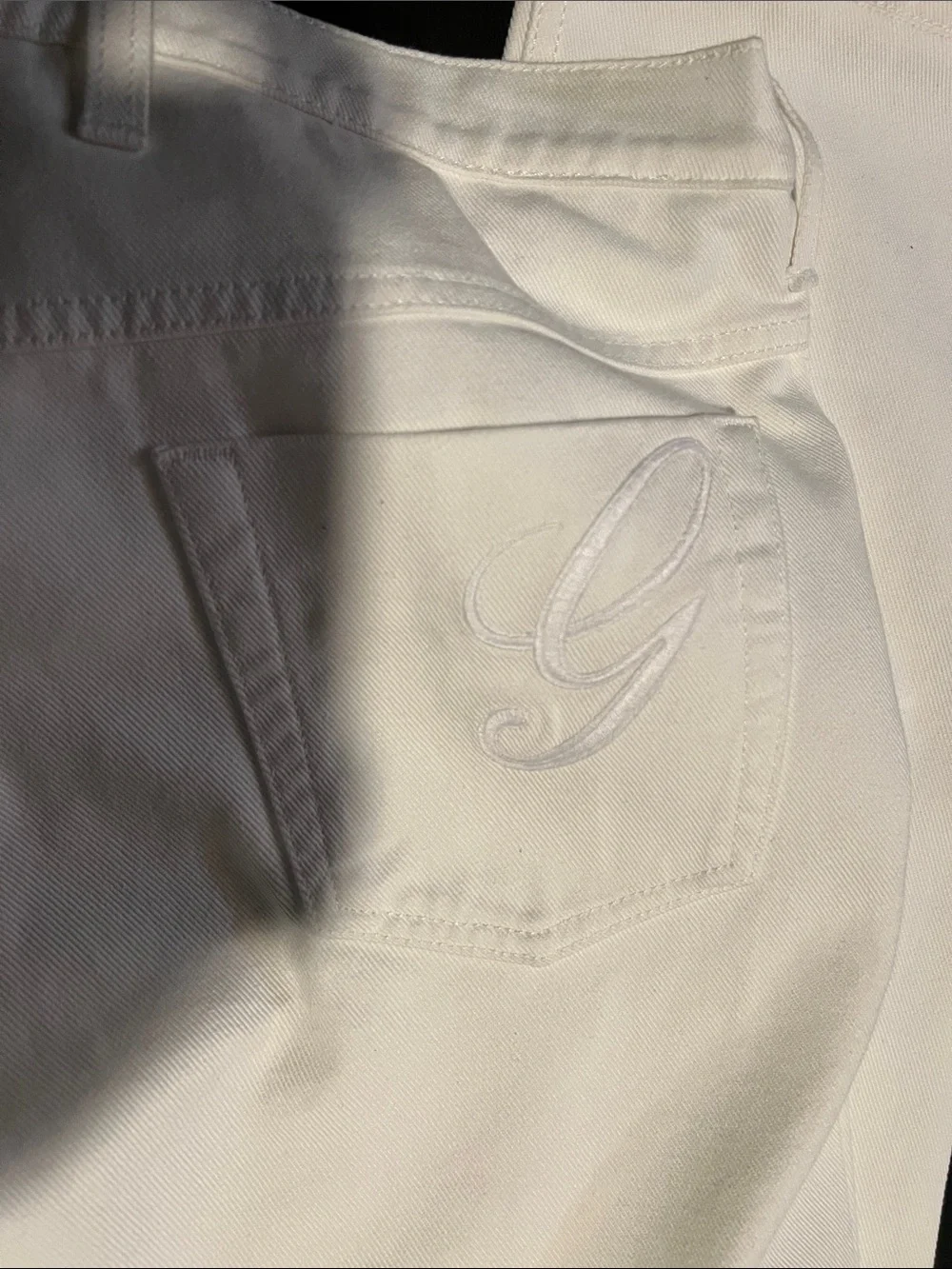 Gucci White Men's Straight Jeans with Back Pocket 'G' Embroidery